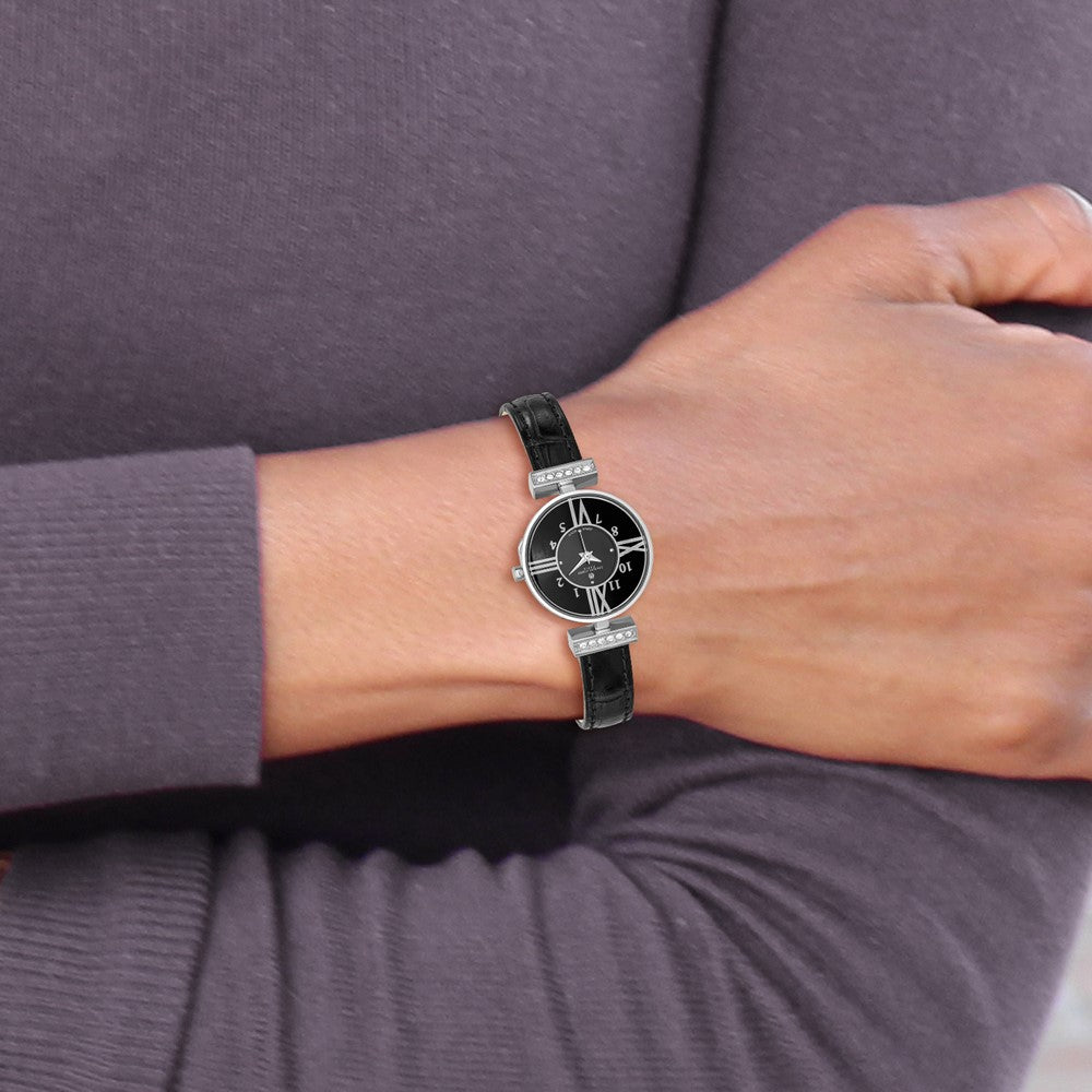Ladies Charles Hubert Stainless Steel Black Dial Watch
