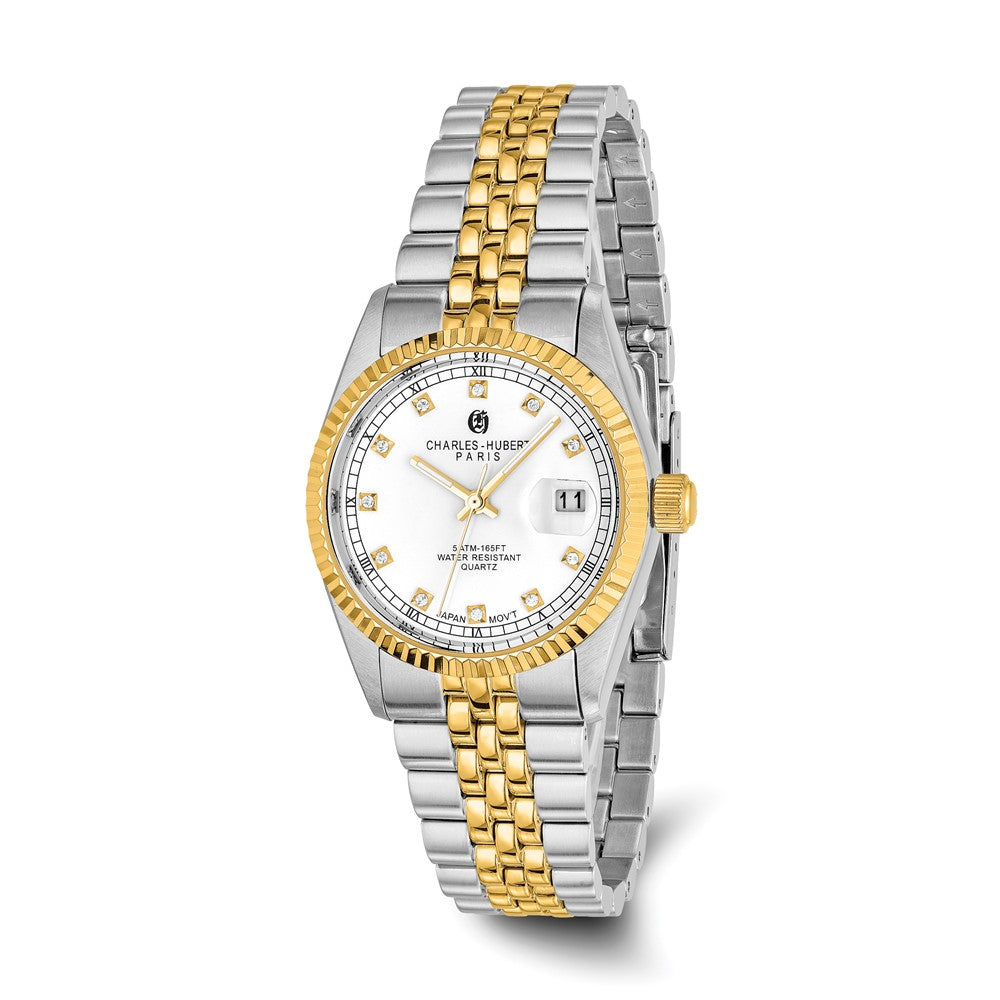 Mens Charles Hubert Two-tone Stainless Steel White Dial Watch