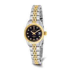 Ladies Charles Hubert Two-tone Stainless Steel Black Dial Watch - 2