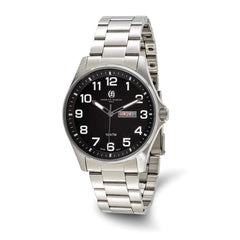 Charles Hubert Stainless Steel Black Dial Watch - 3