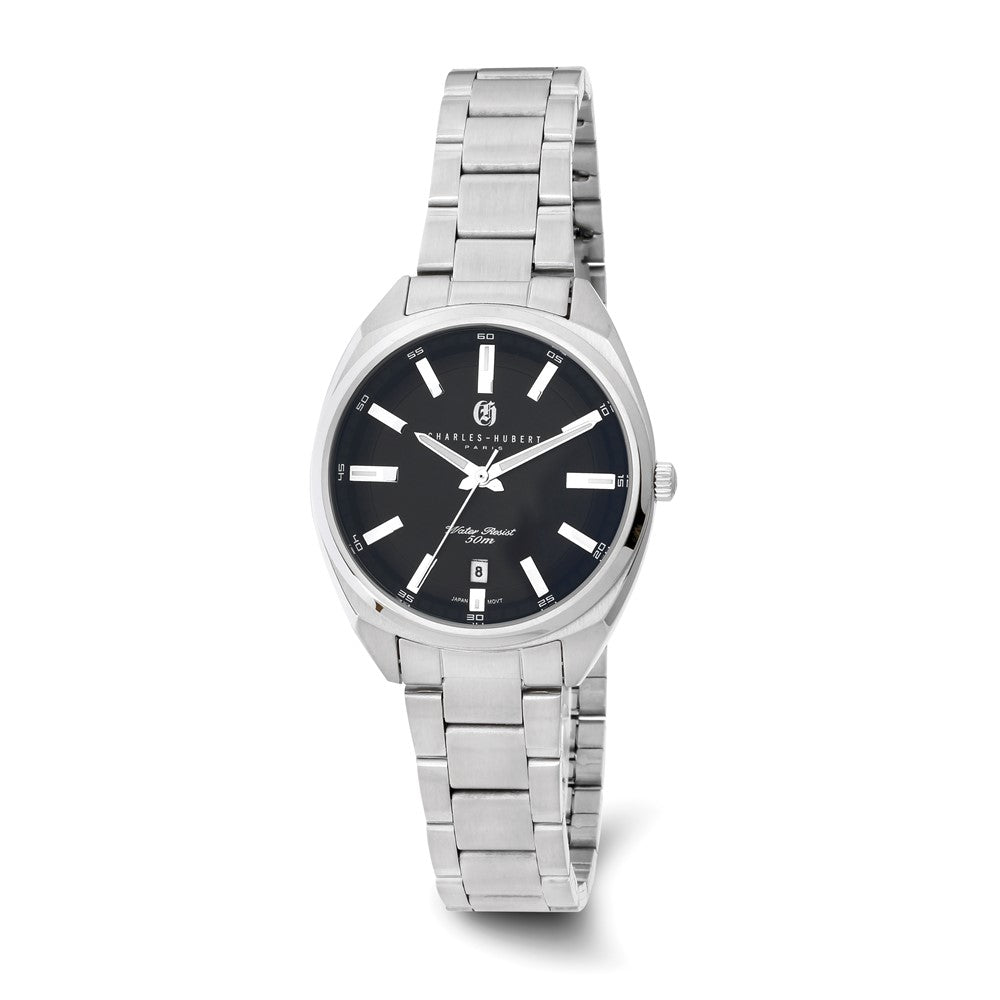 Ladies Charles Hubert Stainless Steel Black Dial Watch - 4