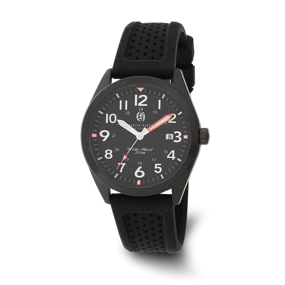 Charles-Hubert Black IP-plated Stainless Steel Black Dial with Date Watch