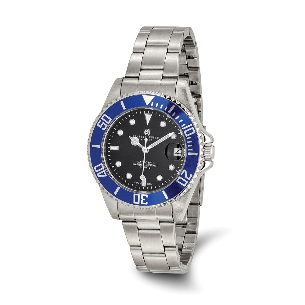 Ladies Charles Hubert Stainless Steel Black Dial Watch - 9
