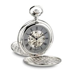 Charles Hubert Chrome-finish Double Hunter Grey Dial Pocket Watch