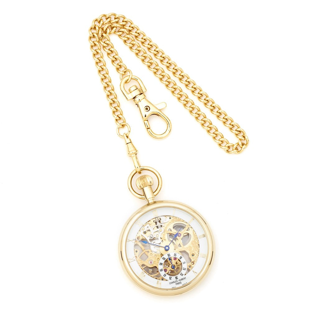 Charles Hubert IP-plated Full Skeleton Dial Pocket Watch