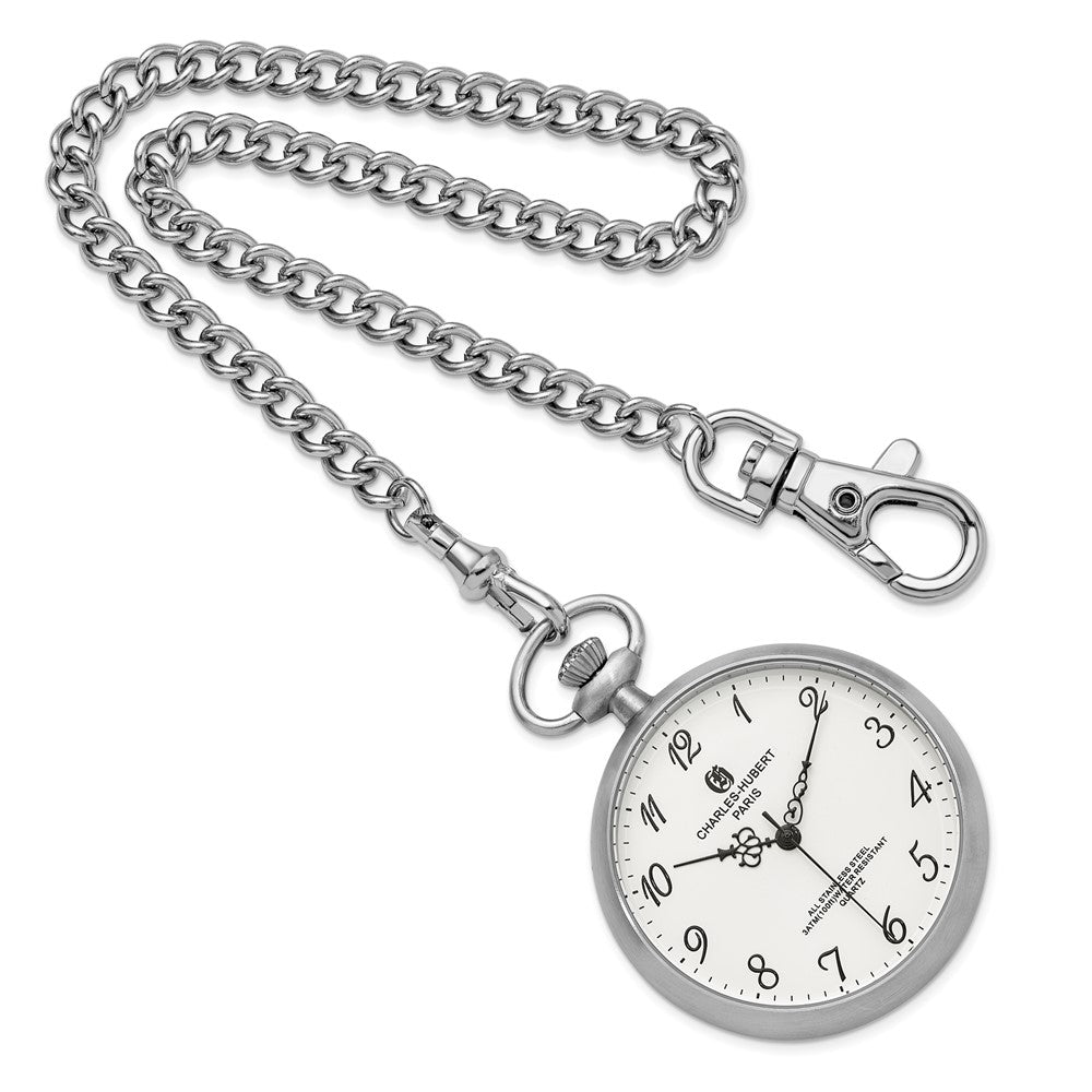 Charles Hubert Solid Stainless White Dial Full Face Pocket Watch