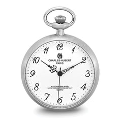 Charles Hubert Solid Stainless White Dial Full Face Pocket Watch