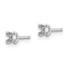 14k White Gold 2.75mm Princess Cut Stud Earring Mountings