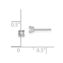 14k White Gold 2.75mm Princess Cut Stud Earring Mountings