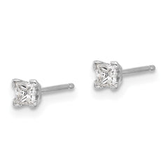 14k White Gold AAA Quality Complete Princess Cut Diamond Earring - 5