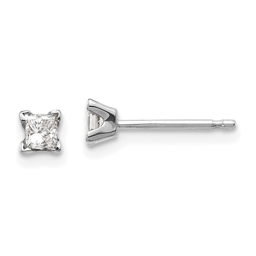 14k White Gold AAA Quality Complete Princess Cut Diamond Earring - 5