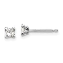 14k White Gold AAA Quality Complete Princess Cut Diamond Earring - 5