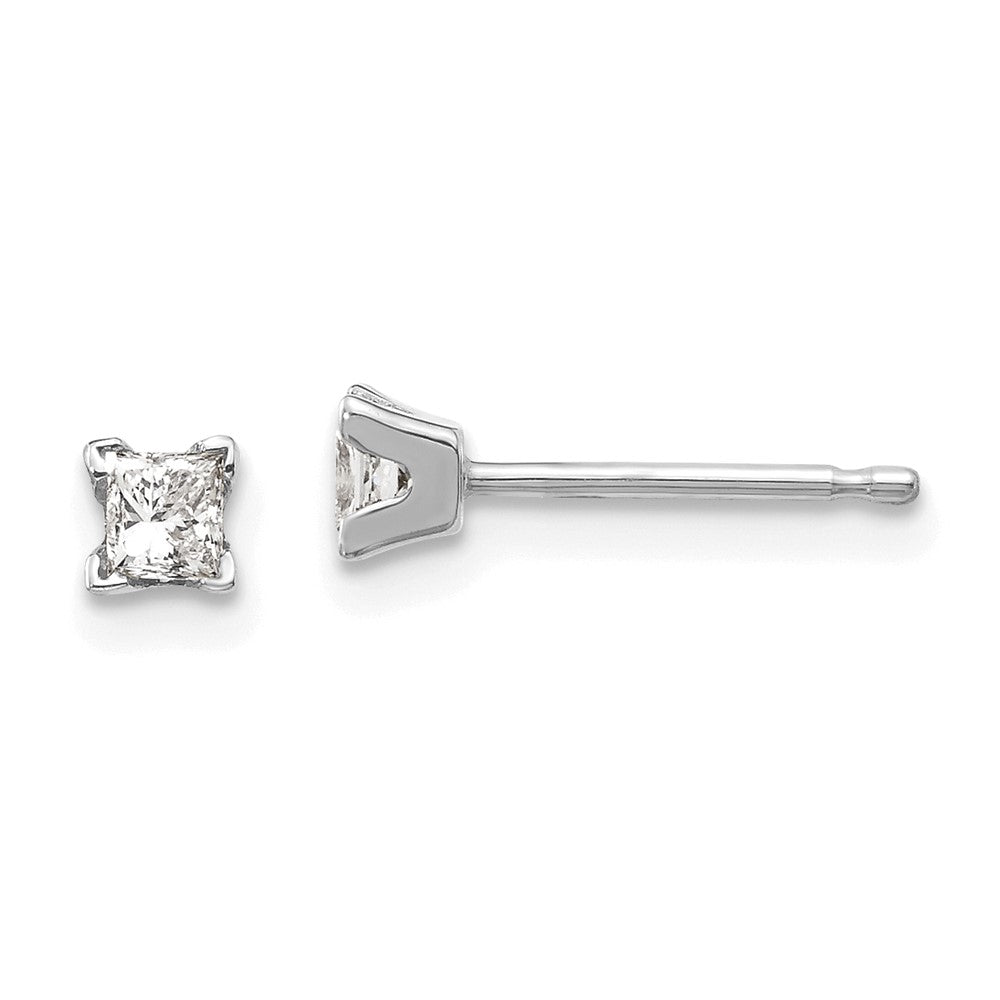14k White Gold AA Quality Complete Princess Cut Diamond Earrings - 6
