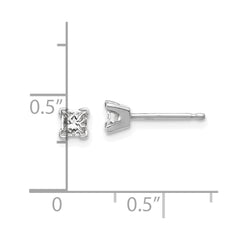 14k White Gold AAA Quality Complete Princess Cut Diamond Earring - 3