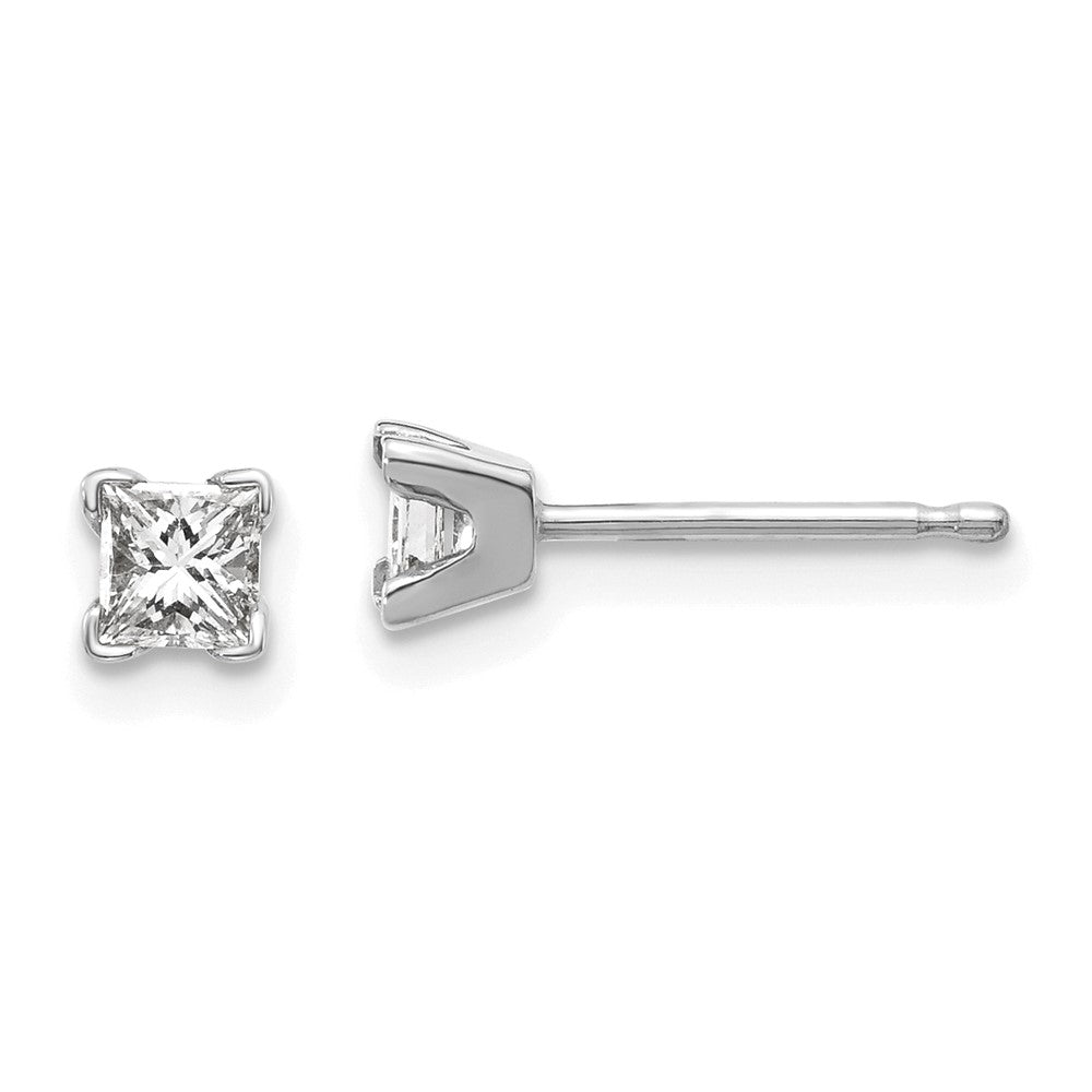 14k White Gold AAA Quality Complete Princess Cut Diamond Earring - 3