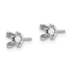 14k White Gold 3.5mm Princess Cut Stud Earring Mountings