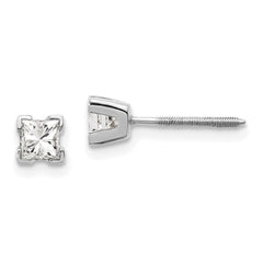 14k White Gold AAA Quality Complete Princess Cut Diamond Earring - 6