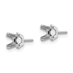 14k White Gold 3.75mm Princess Cut Stud Earring Mountings