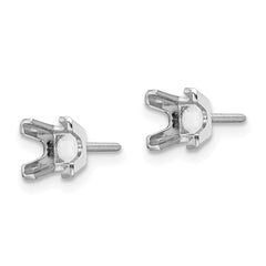 14k White Gold 4mm Princess Cut Stud Earring Mountings