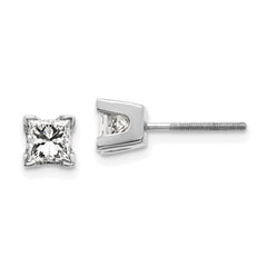 14k White Gold AA Quality Complete Princess Cut Diamond Earrings - 5
