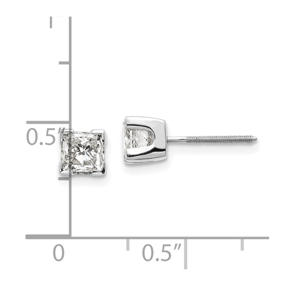 14k White Gold 4.5mm Princess Cut Stud Earring Mountings