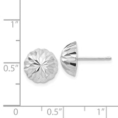 14k White Gold Polished & Diamond-Cut Half Ball Post Earrings - 3