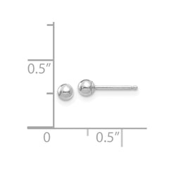 14k White Gold Polished 3mm Ball Post Earrings