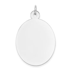 14k White Gold Plain .035 Gauge Oval Engravable Disc Charm - 2