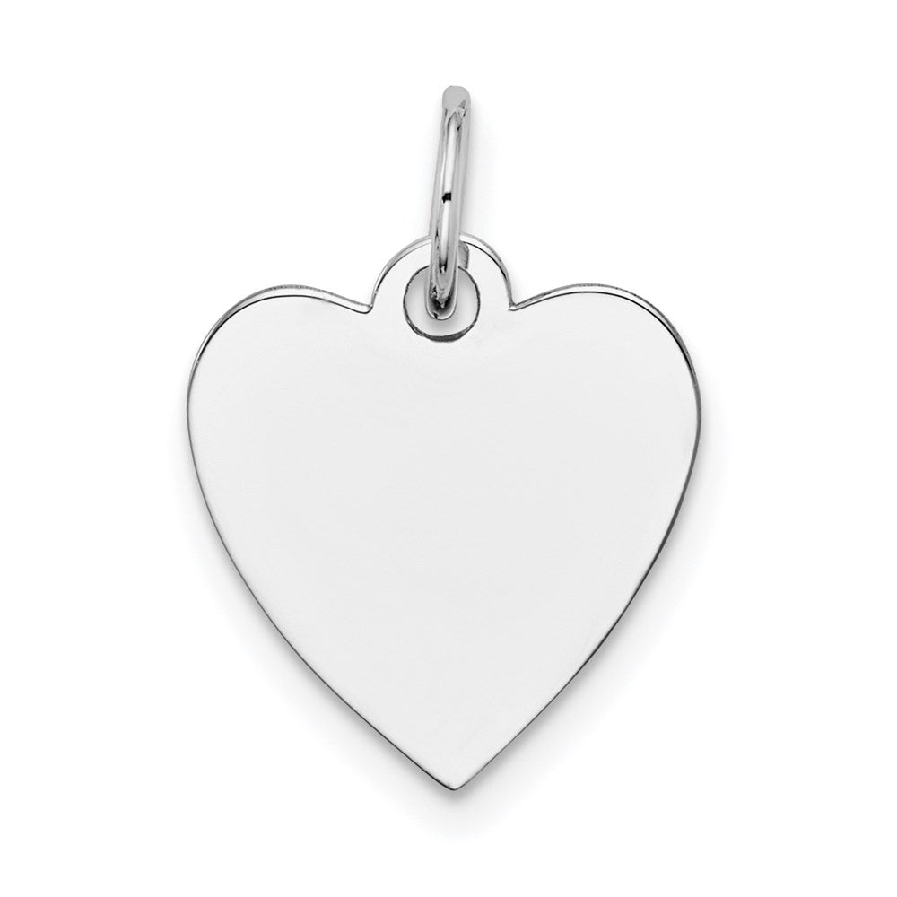 14k White Gold Plain .035 Gauge Engravable Heart Charm - 2