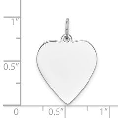 14k White Gold Plain .013 Gauge Engravable Heart Charm - 8