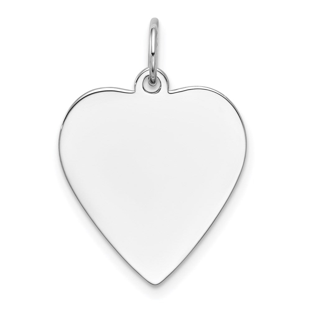 14k White Gold Plain .011 Gauge Engravable Heart Charm - 7