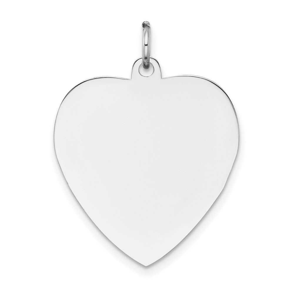 14k White Gold Plain .027 Gauge Engravable Heart Charm - 6