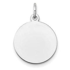 14k White Gold Plain .027 Gauge Round Engravable Disc Charm - 6