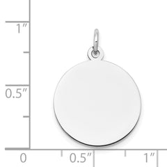 14k White Gold Plain .035 Gauge Round Engravable Disc Charm - 4