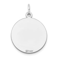 14k White Gold Plain .018 Gauge Round Engravable Disc Charm - 5
