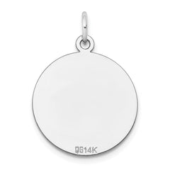14k White Gold Plain .011 Gauge Round Engravable Disc Charm - 6