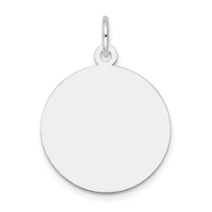 14k White Gold Plain .011 Gauge Round Engravable Disc Charm - 6