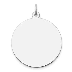 14k White Gold Plain .027 Gauge Round Engravable Disc Charm - 7