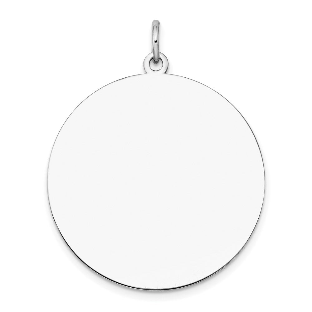 14k White Gold Plain .027 Gauge Round Engravable Disc Charm