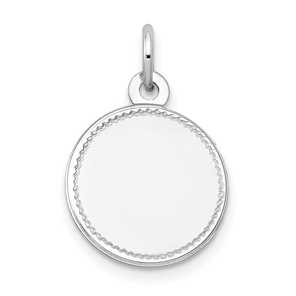 14k White Gold Plain .018 Gauge Round Engravable Disc Charm - 8