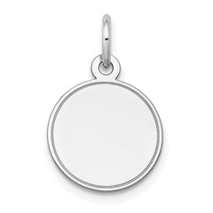 14k White Gold Plain .018 Gauge Round Engravable Disc Charm - 9