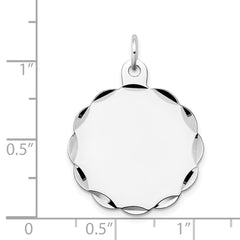 14k White Gold .018 Gauge Engraveable Scalloped Disc Charm - 2