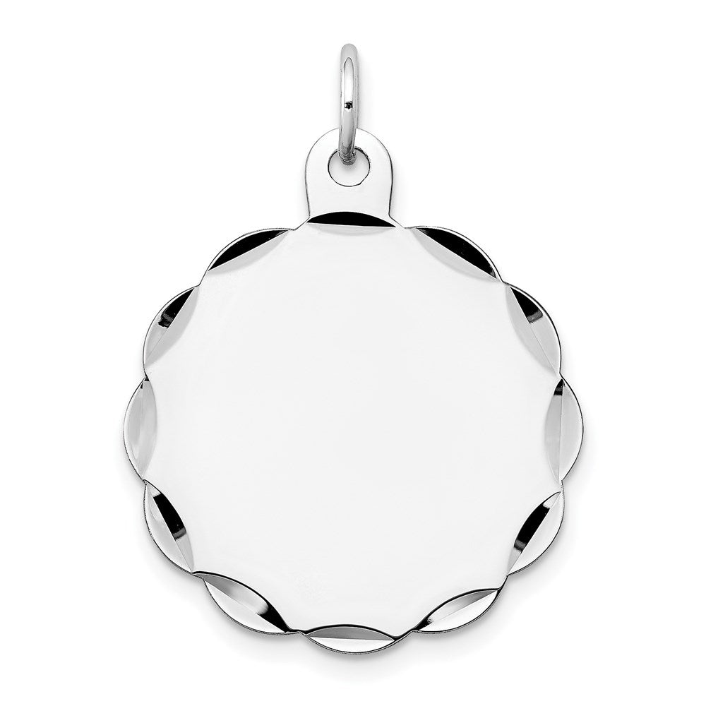 14k White Gold .011 Gauge Engraveable Scalloped Disc Charm