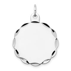 14k White Gold .018 Gauge Engraveable Scalloped Disc Charm - 2