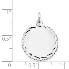 14k White Gold .013 Gauge Engraveable Scalloped Disc Charm - 2