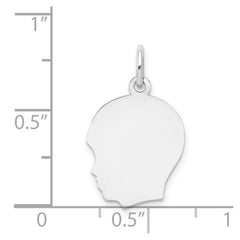 14k White Plain Medium.013 Depth Facing Left Engravable Boy Charm - 2