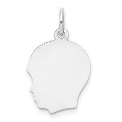 14k White Plain Medium.018 Depth Facing Left Engravable Boy Charm - 2