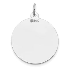 14K White Gold Round Disc Charm - 12