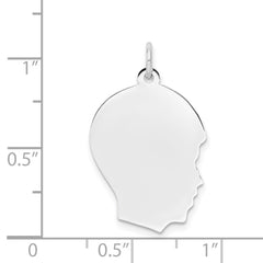 14k White Plain Medium.027 Depth Facing Right Engravable Boy Charm - 2