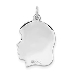 14k White Plain Medium.035 Depth Facing Right Engravable Girl Charm - 2
